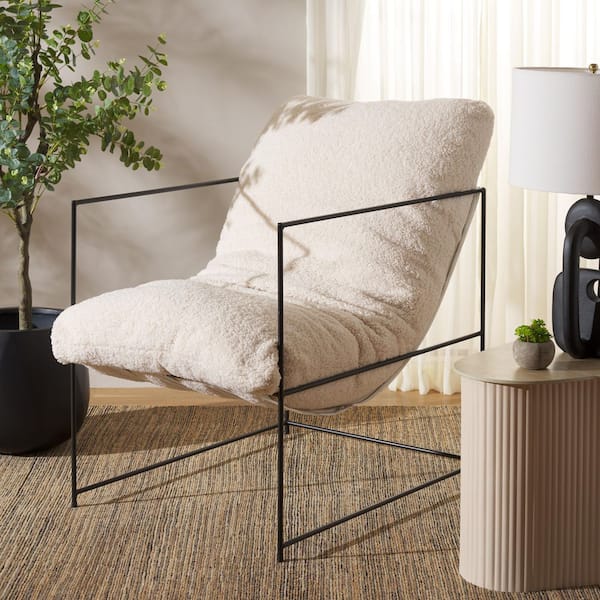 Portland Creme/Black Polyester Arm Chair