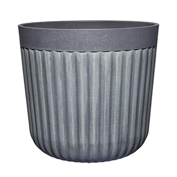 12 in. Arlington Fluted Shadow Slate Resin Planter Fits 12 in. Drop-N-Decorate