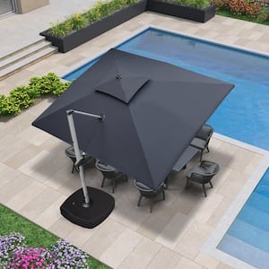 10 ft. x 12 ft. High-Quality Aluminum Cantilever Polyester Outdoor Patio Umbrella with Wheels Base, Gray