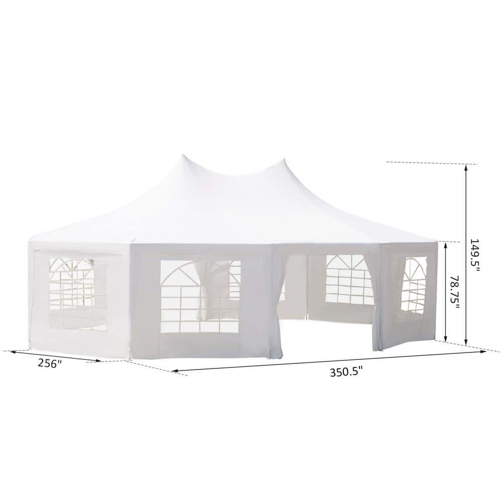 White Decagonal Outdoor Event Tent with Cathedral Windows
