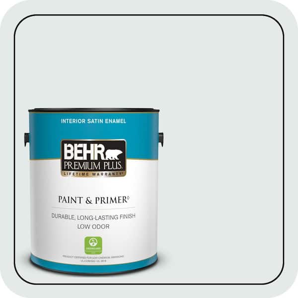 BEHR PREMIUM PLUS 1 gal. #PWN-27 Blue Opal Satin Enamel Low Odor Interior Paint & Primer