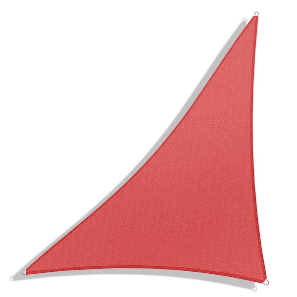 12 ft. x 12 ft. x 17 ft. HDPE Sun Shade Sail Triangle Canopy Shades for Outdoor, Fabric Blockage 95% UV Resistant, Red