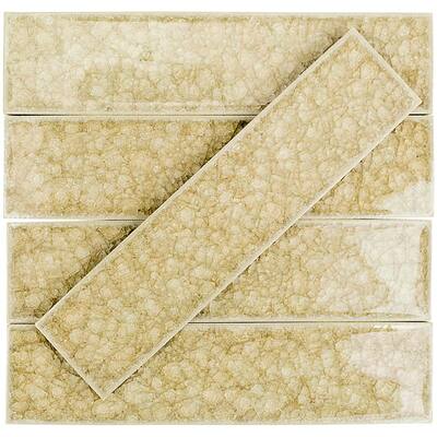 Roman Selection Raw Ginger 2 in. x 8 in. x 9 mm Polished Glass Mosaic Wall Tile (36 pieces 4 sq.ft./Box)