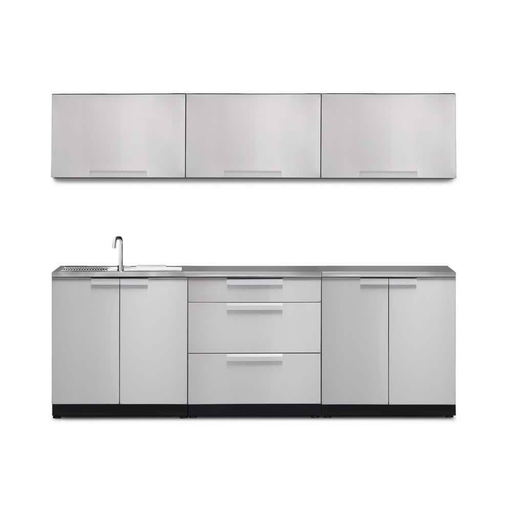 96-Inch Stainless Steel Outdoor Kitchen Cabinet Set with Countertop and Sink