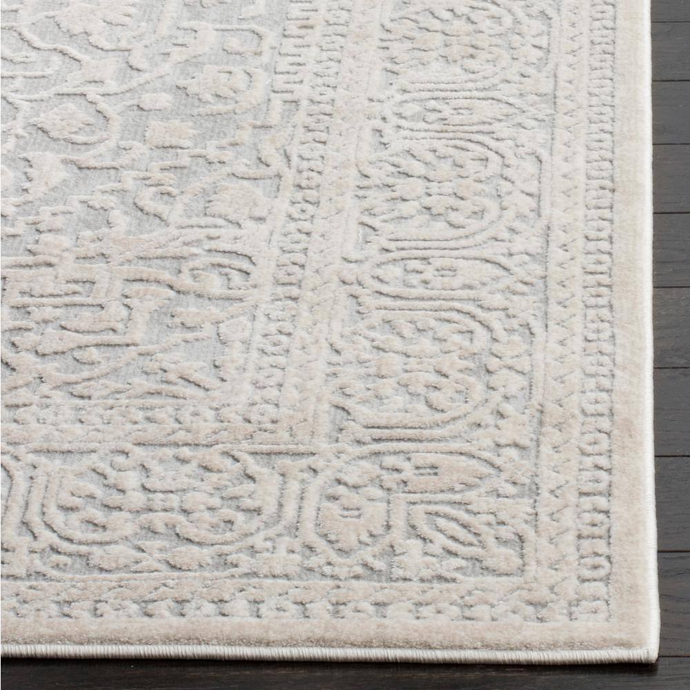 Light Grey and Cream Floral Cotton Area Rug