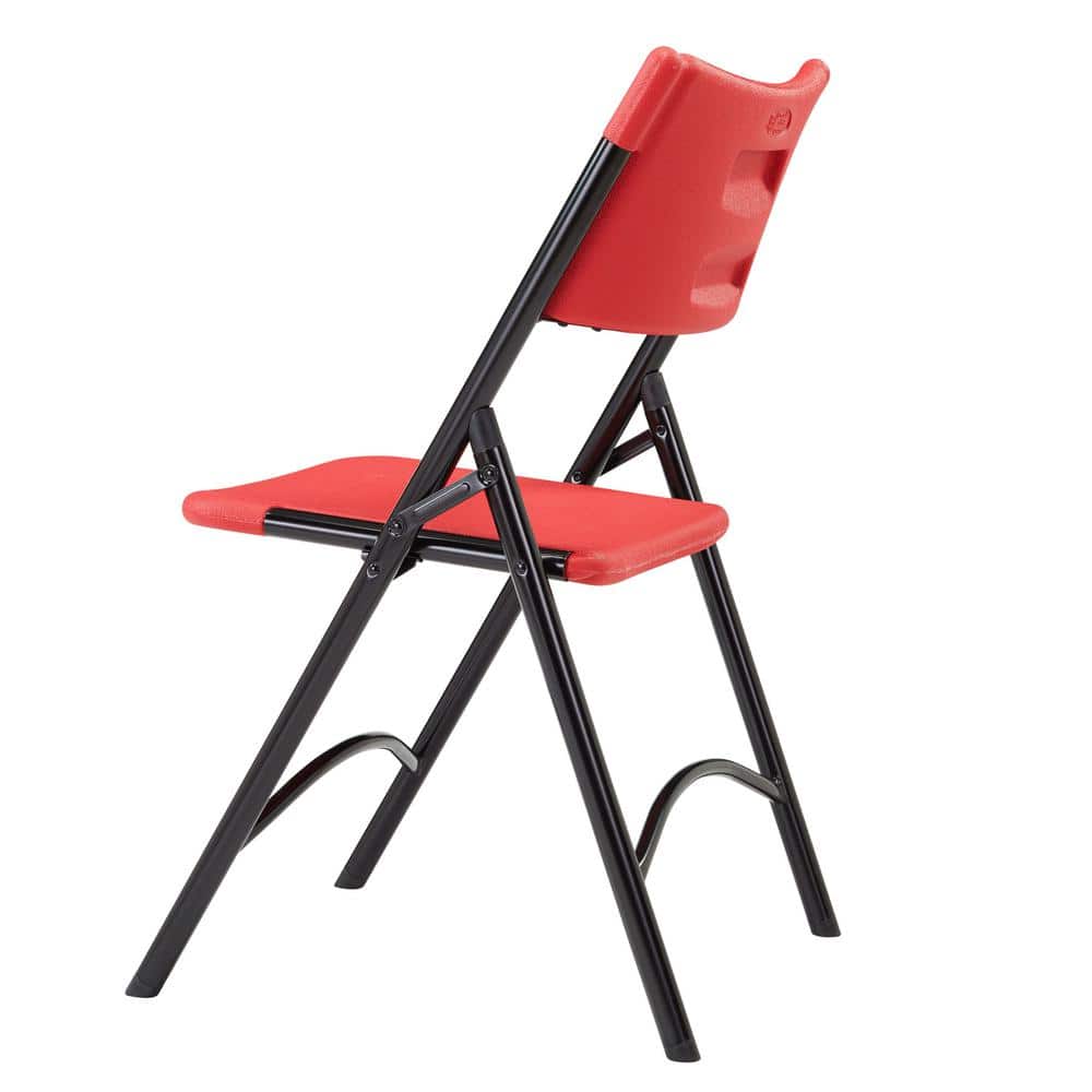 Red Resin Folding Chair Set with Black Frame, Pack of 4