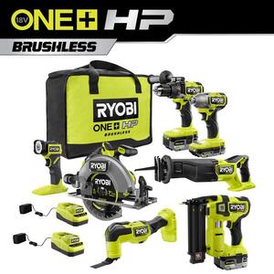 ONE+ HP 18V Brushless Cordless 6-Tool Combo Kit with FREE 18-Gauge Brad Nailer Kit