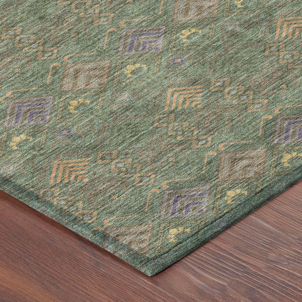 Chantille Machine Washable Indoor/Outdoor Abstract ACN2487 Basil 2 ft. x 7 ft. Runner Rug