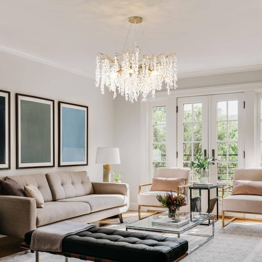 10-Light Modern Gold Chandelier Ceiling Hanging Light Fixture Over Table Crystal Ceiling Lamp price history on PriceWatchPro