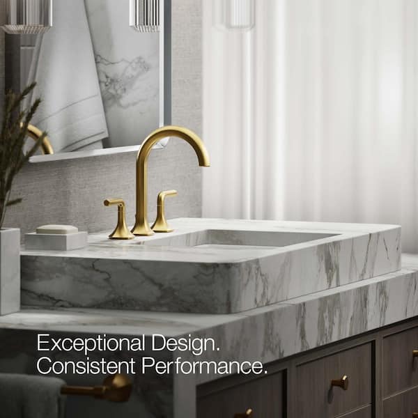 KOHLER Occasion Bathroom Sink Faucet Spout with Cane Design in Vibrant Brushed Moderne Brass
