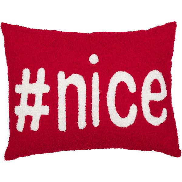 VHC BRANDS Nice Red White Hand-Hooked 14 in. x 18 in. Throw Pillow