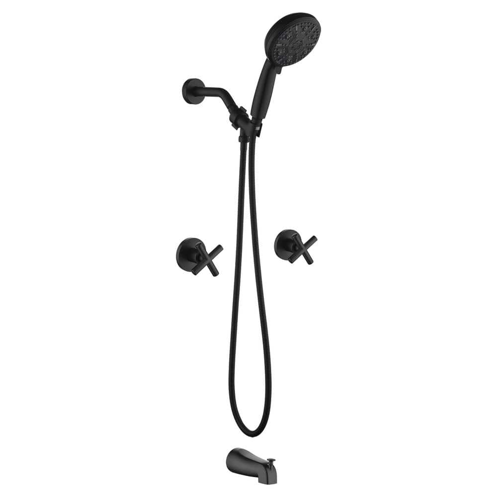 Double Handle 10-Spray Tub and Shower Faucet 1.8 GPM Shower Head with Hose 