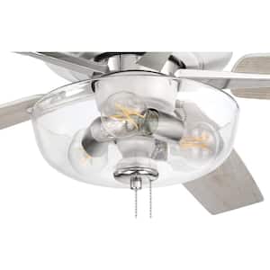 Super Pro-101 60 in. Indoor White/Polished Nickel Heavy-Duty Dual Mount Ceiling Fan Includes Clear Glass Bowl Light Kit