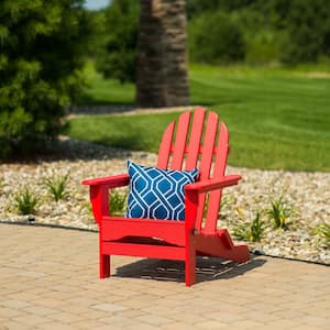 Icon Bright Red Plastic Folding Adirondack Chair