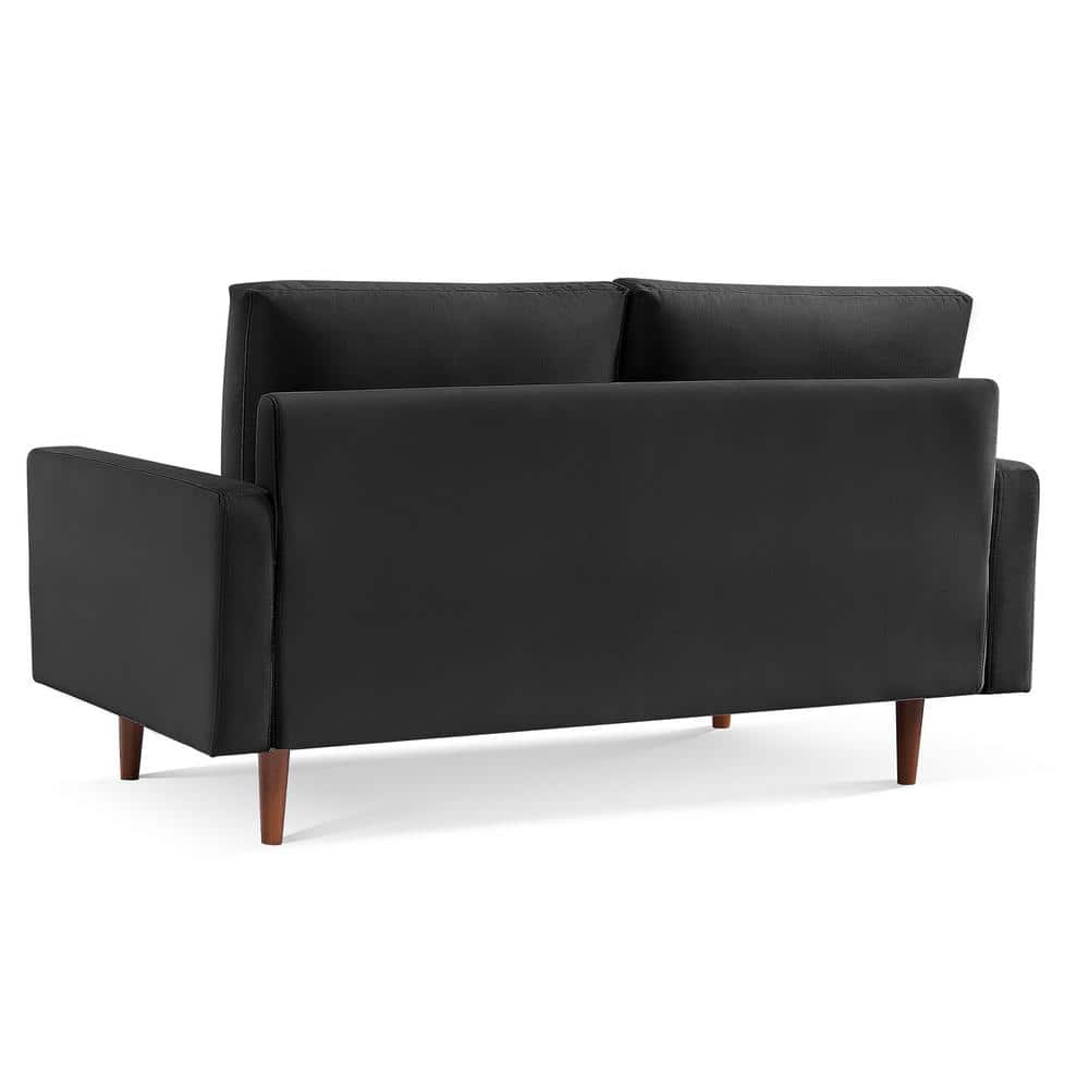 69 Inch Black Velvet Lawson Sofa with Wood Legs