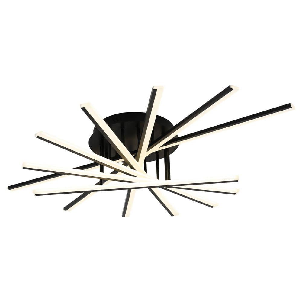 OUKANING 42.5 in. 7-Light Black Integrated LED Modern