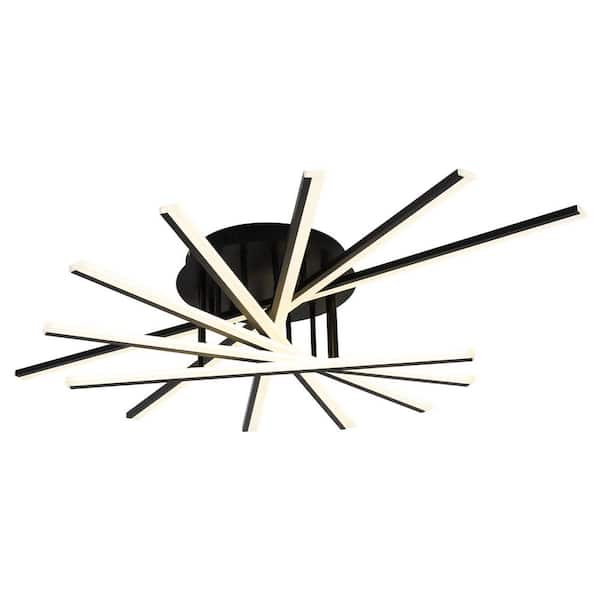 OUKANING 42.5 in. 7-Light Black Integrated LED Modern Creative Flush Mount Ceiling Lamp