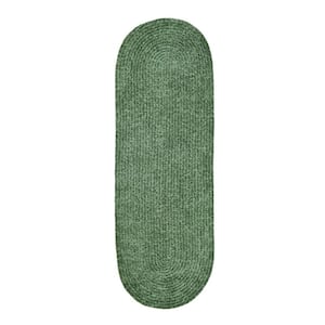 Chenille Braid Collection Diluth Green 24" x 108" Runner Rug 100% Polyester Reversible Solid