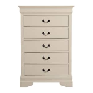 Louis Phillipe 5-Drawer Beige Chest of Drawers (48 in. H x 33 in. W x 18 in. D)
