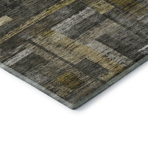Mayfield Premium Machine Washable Abstract AMF1090 Charcoal 2 ft. 3 in. x 7 ft. 6 in. Runner Rug