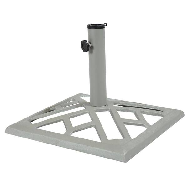 Sunnydaze 17 in. Square Cast Iron Geometric Patio Umbrella Stand in Gray