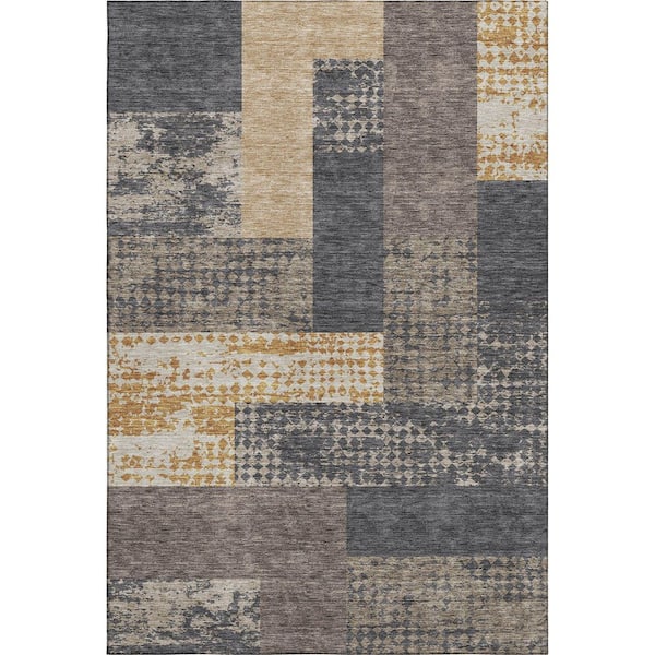 Addison Rugs Mayfield Premium Machine Washable Abstract AMF941 Coffee 3 ft. x 5 ft. Area Rug