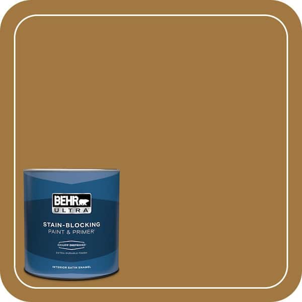 BEHR ULTRA 1 qt. #310F-6 Goldenrod Tea Extra Durable Satin Enamel Interior Paint & Primer