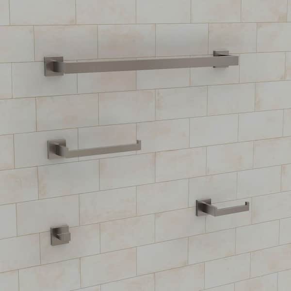 GRANDJOY Varenzo 4-Piece Stainless Steel Wall-Mounted Towel Rack Set in Brushed Nickel