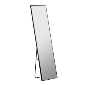 15.7 in. W x 59 in. H Rectangular Aluminium alloy Metal Framed Wall Mounted or Floor Bathroom Vanity Mirror in Black