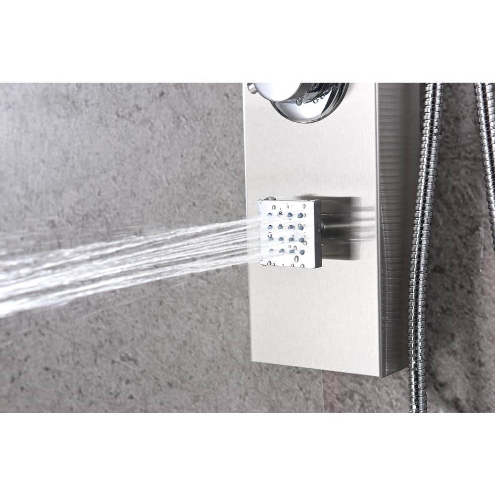 Silent 40'' Brushed Steel Full Body Shower Panel with Rain Shower