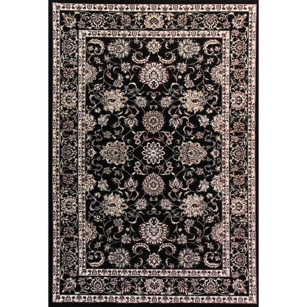 Arabella Traditional Border Black 5 ft. x 8 ft. Area Rug