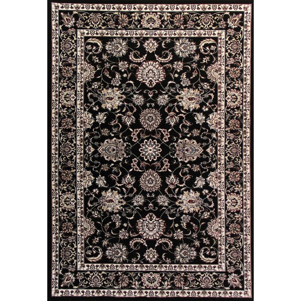 Arabella Traditional Border Black 8 ft. x 11 ft. Area Rug