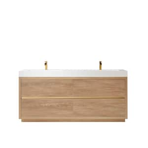 Palencia 72 in. W x 20 in. D x 33.9 in. H Double Bath Vanity in North American Oak with White Composite Stone Top