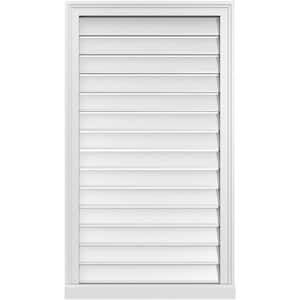 24 in. x 42 in. Vertical Surface Mount PVC Gable Vent: Functional with Brickmould Sill Frame