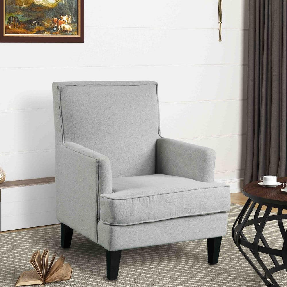 Elegant Gray Velvet 30" Manufactured Wood Accent Armchair