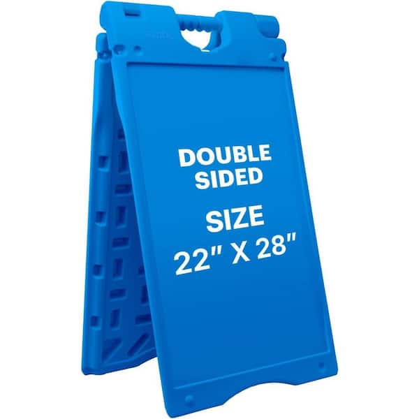A Frame Sandwich Board-22 x 28 in. Display Sidewalk Sign with PVC Sign Protector (Blue)