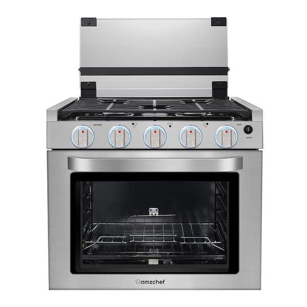 21 in. 3 Burners RV Gas Range Oven in Stainless Steel, 2-in-1 Gas Cooktop & Oven for RV, Apartment, CSA Certificated