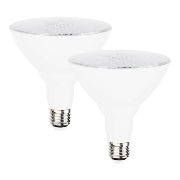 PAR38 100 Watt Equivalent 1500 Lumen 120 Degree White Motion Sensing Dusk to Dawn LED Flood Light Bulb 2 Pack