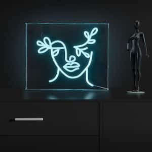 Teary Face 13.7 in. x 10.9 in. Contemporary Glam Acrylic Box USB Operated LED Neon Night Light, Blue