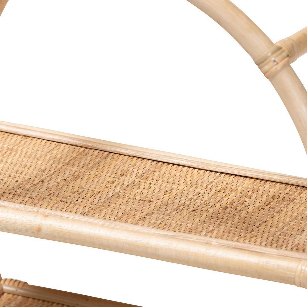Ruana Bohemian Natural Brown Rattan 3-Tier Display Shelf