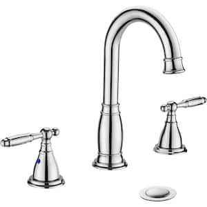 8 in. 3-Hole 2-Handle Widespread Bathroom Faucet, Lead-Free Bathroom Sink Faucet in Chrome