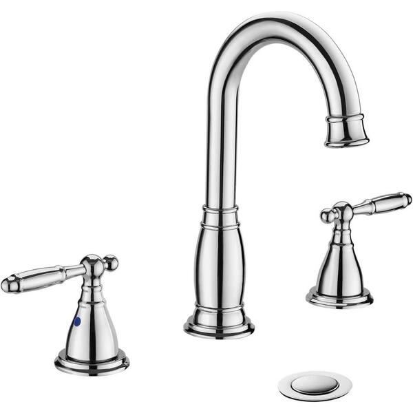 Phiestina 8 in. 3-Hole 2-Handle Widespread Bathroom Faucet, Lead-Free Bathroom Sink Faucet in Chrome