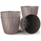 12 in. Dia Mocha Plant and Flower Pot, European Made, Stylish Indoor and Outdoor Polypropylene Planter, (4/1 Set)