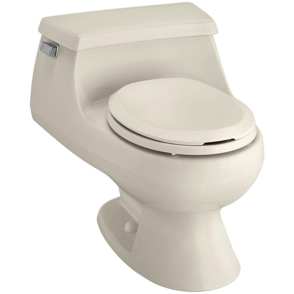 KOHLER Rialto 1-piece 1.6 GPF Single Flush Round Toilet in Almond
