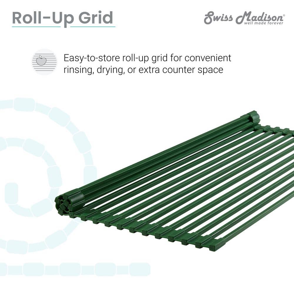 Green Non-Slip Silicone Kitchen Sink Grid, 20 x 12 Inches
