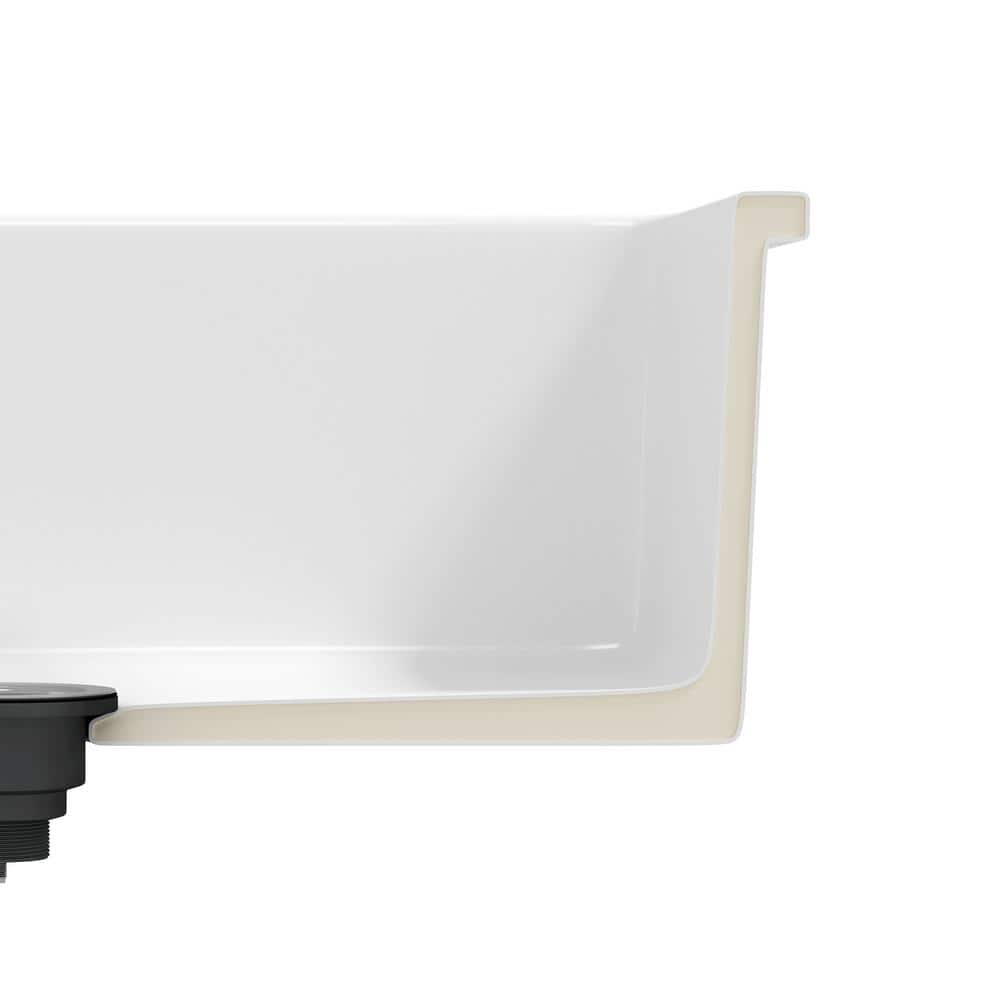 Oslo 32" White Fireclay Double Bowl Drop-In Kitchen Sink