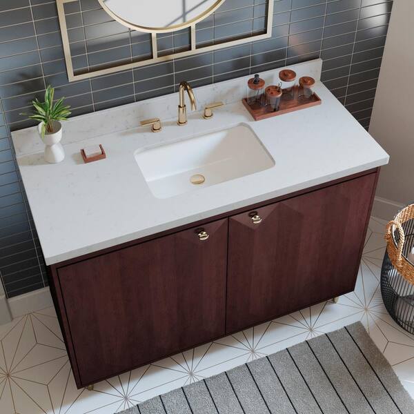 Scott Living Calletano 48-in Navy Blue Undermount Single Sink Bathroom  Vanity with White Quartz Top