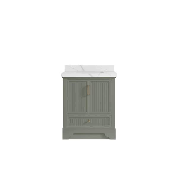 Willow Collections Alys 30 in. W x 22 in. D x 36 in. H Single Sink Bath Vanity Center in Evergreen with 2 in. Calacatta Laza Top