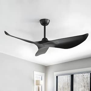 52 in. Indoor/Outdoor Black Ceiling Fan with Remote Control and Reversible Motor