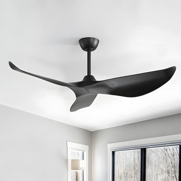 Sofucor 52 in. Indoor/Outdoor Black Ceiling Fan with Remote Control and Reversible Motor